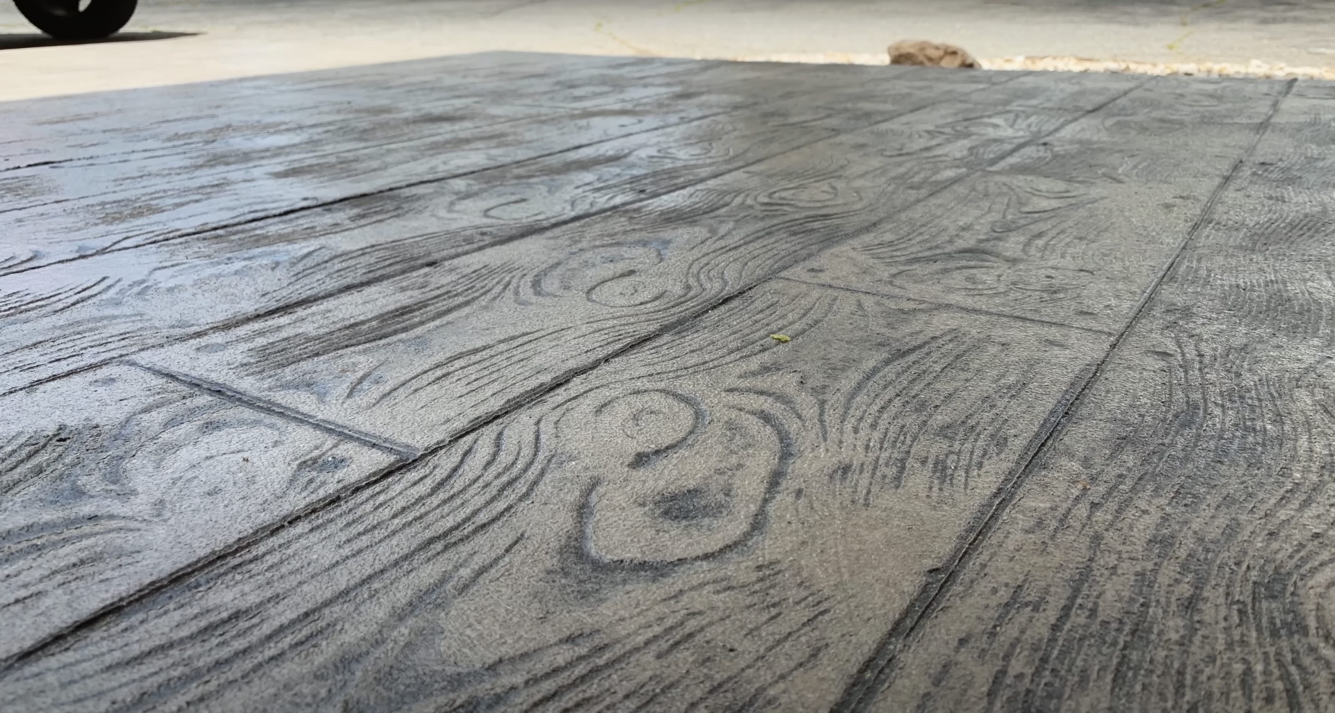 Wood Grain Stamped Concrete - Realistic Wood Plank Texture Wood grain stamped concrete showing realistic wood plank texture and pattern